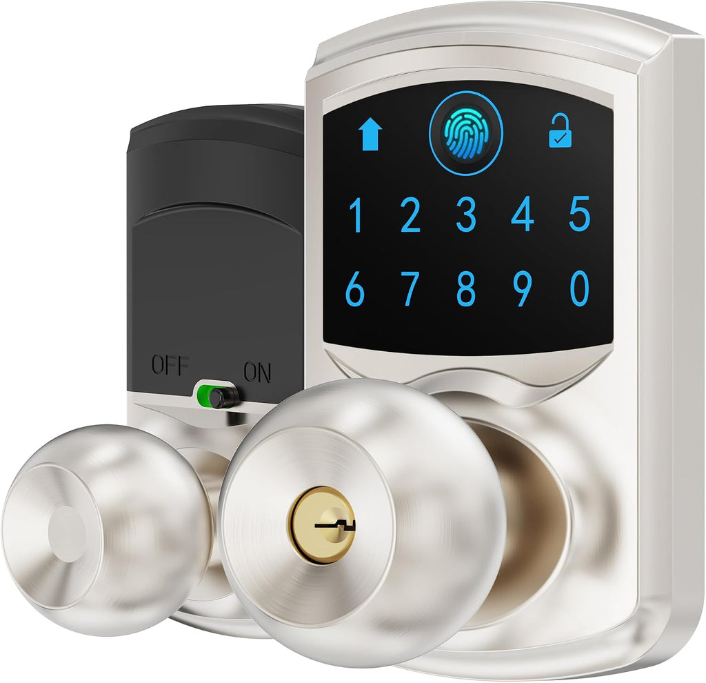 Smart Fingerprint Keyless Entry Door Knob Keypad Electronic Biometric Lock