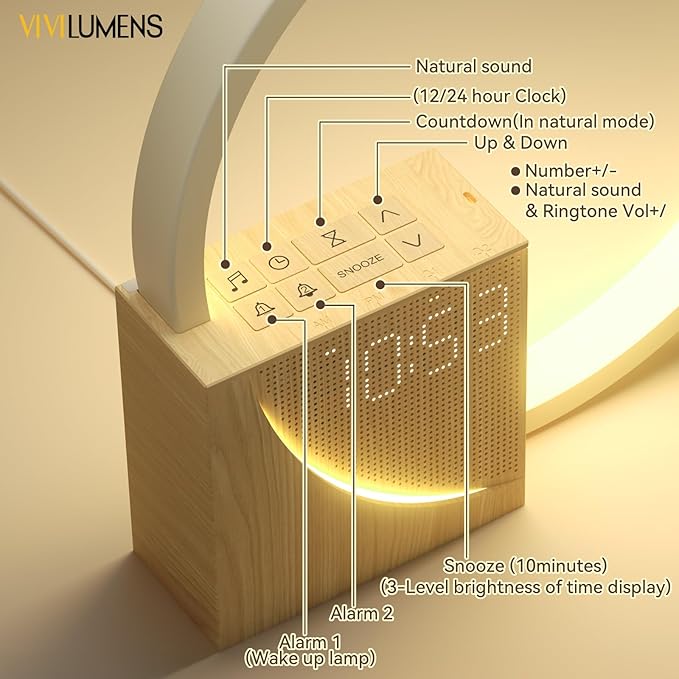 Vivilumens Sunrise Alarm Clock for Heavy Sleepers Adults, Wake-up Light