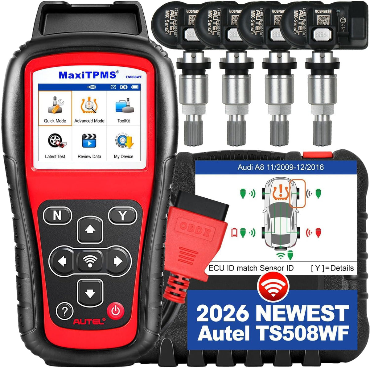 2026 Autel MaxiTPMS TS508WF KIT TPMS Programming Tool, WiFi Ver. of TS508K (4PCS)