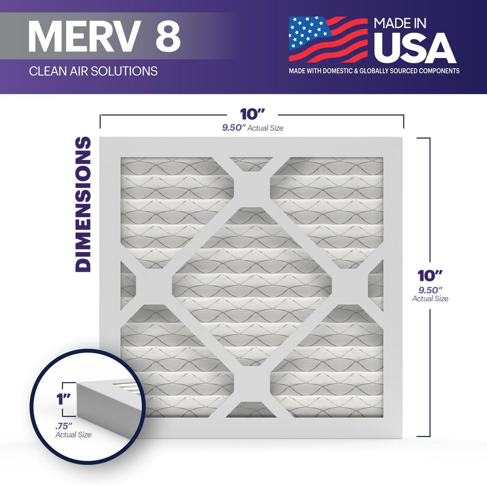 BNX TruFilter 10x10x1 Air Filter MERV 8 (6-Pack) - MADE IN USA – Dust & P...