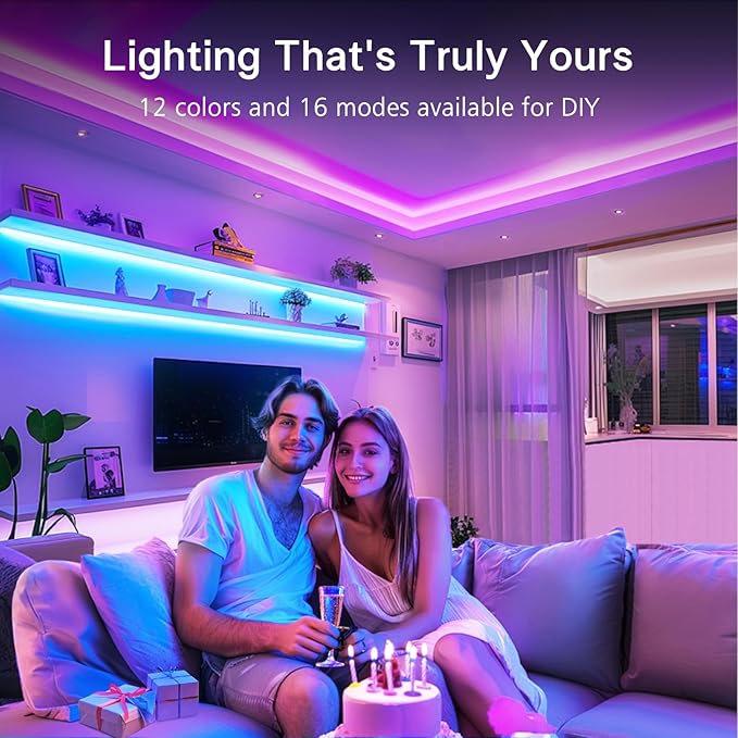 EMITEVER RGB LED Strip Light 16.4ft, Dimmable COB 24V Flexible LED Color