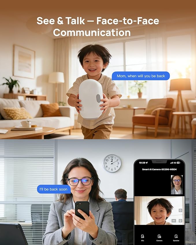 Indoor Security Camera with 4" Screen, 4MP Baby/Elderly Monitor with AI
