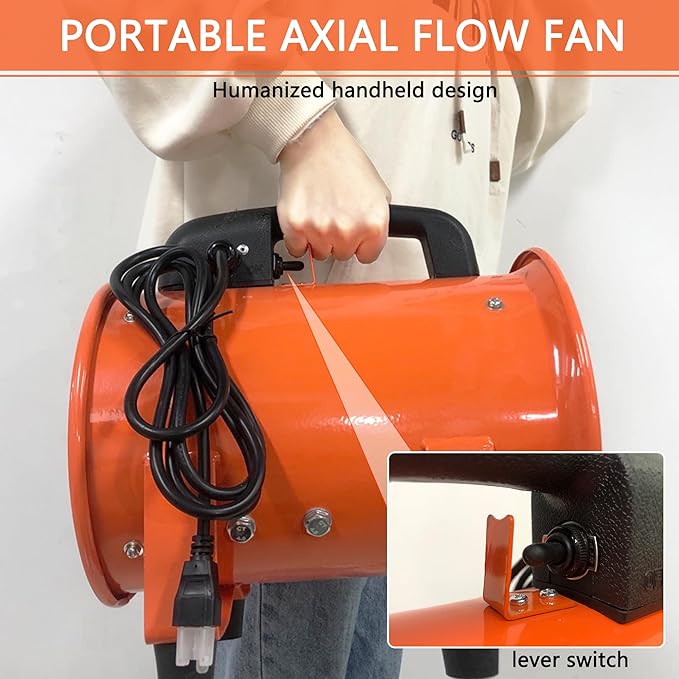 FICBXRA Utility Blower Fan 8 Inch Portable Axial Exhaust Fan 230W/2A 900CFM