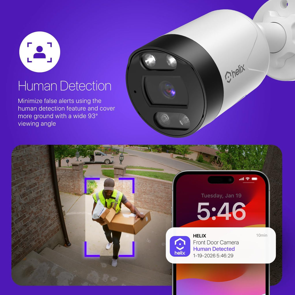 helix 5mp outdoor ip security poe camera, human showing dimensions