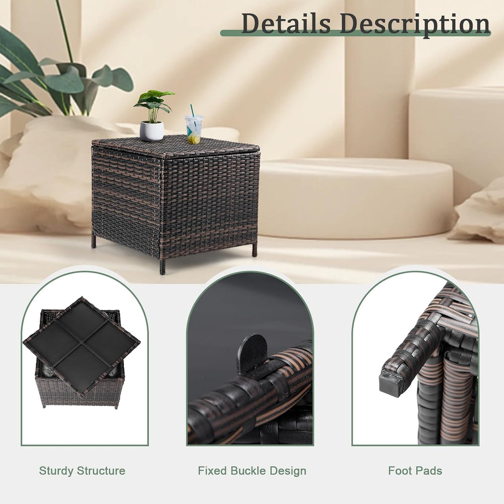 VINGLI 27 Gallon Outdoor Deck Box, Wicker Outdoor Storage Box with Lid, Small...