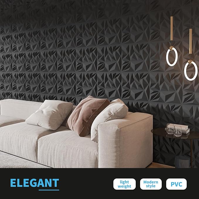 Art3d 33-Pack 3D Wall Panels for Interior Wall Decor, Modern Diamond Textured