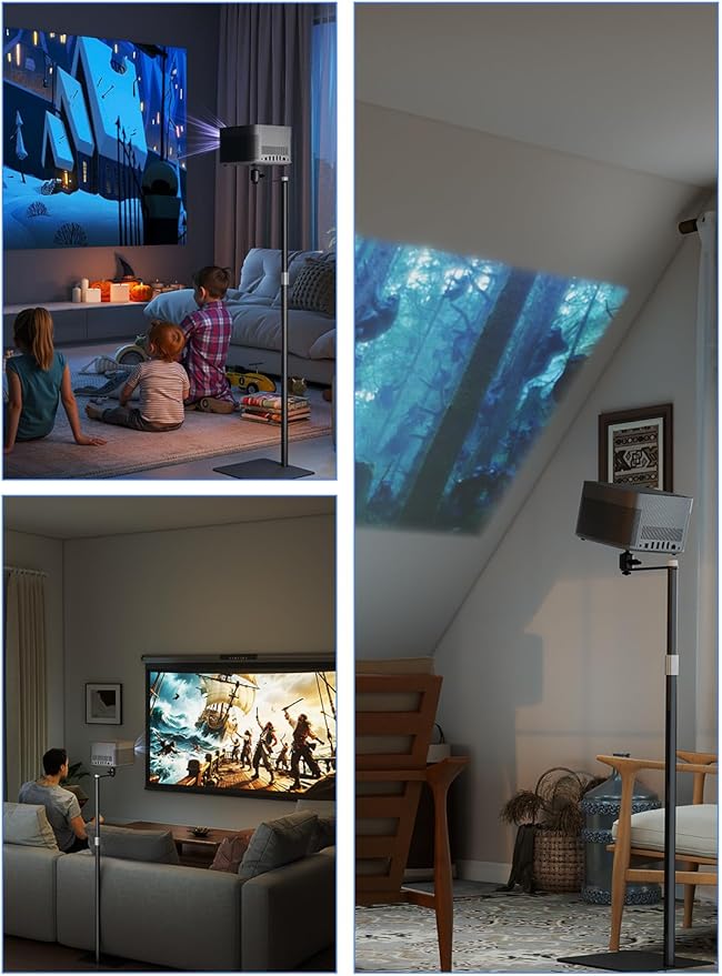 suptek Projector Stand Against Wall Hidden Stand, 360°Swivel, Height Adjustable