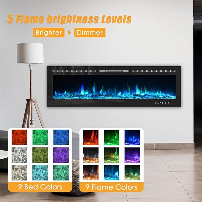 CharaVector 70 inch 750W/1500W Electric Fireplace Inserts