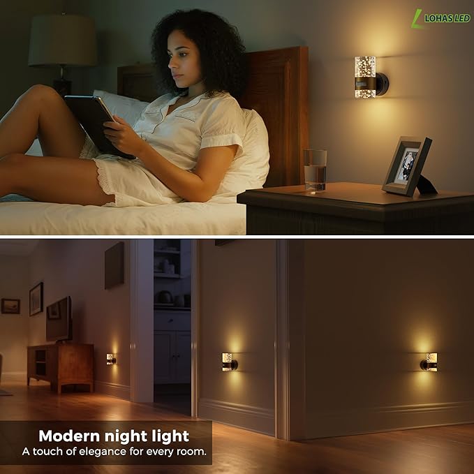 L LOHAS LED Motion Sensor Night Light, 2 Pack Wireless Rechargeable Wall