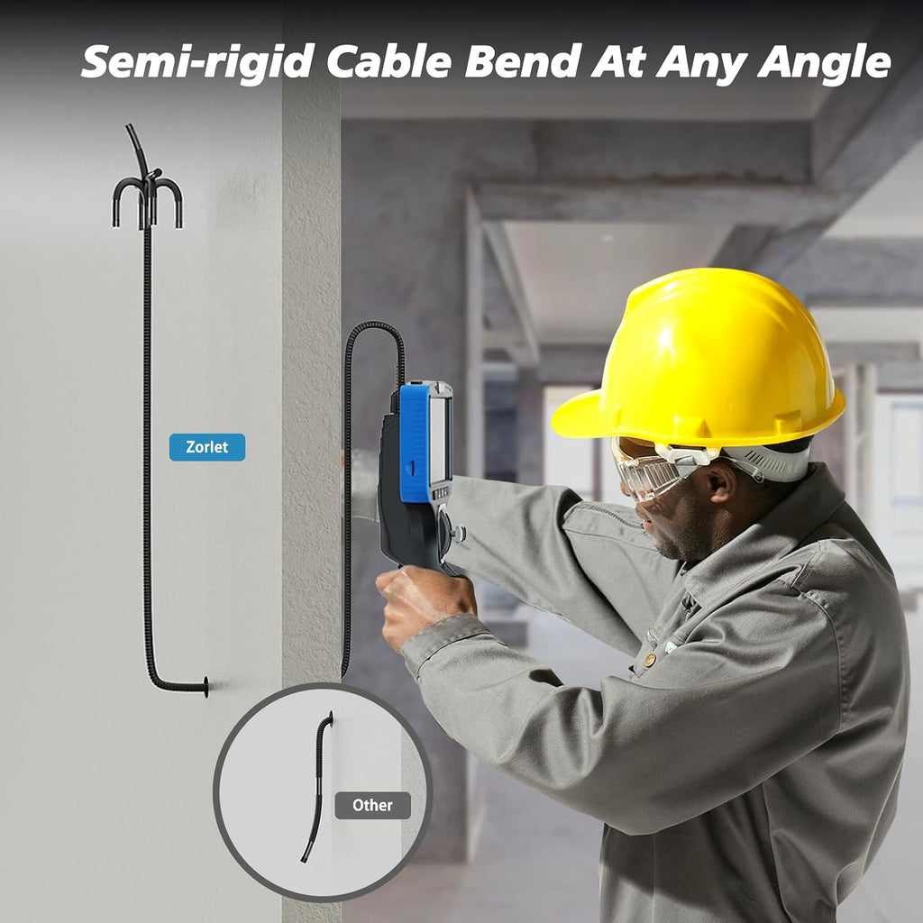 2-way articulating borescope, 0.25in/6.3mm probe, 5" screen, 5ft, front angle view