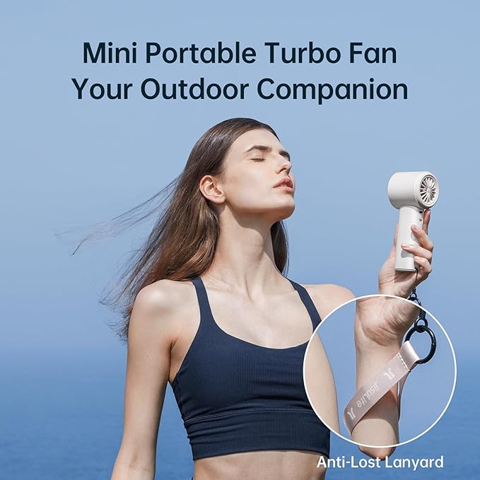 JISULIFE Portable Handheld Fan, Speed Adjustable Turbo Mini and 3600mAh Battery