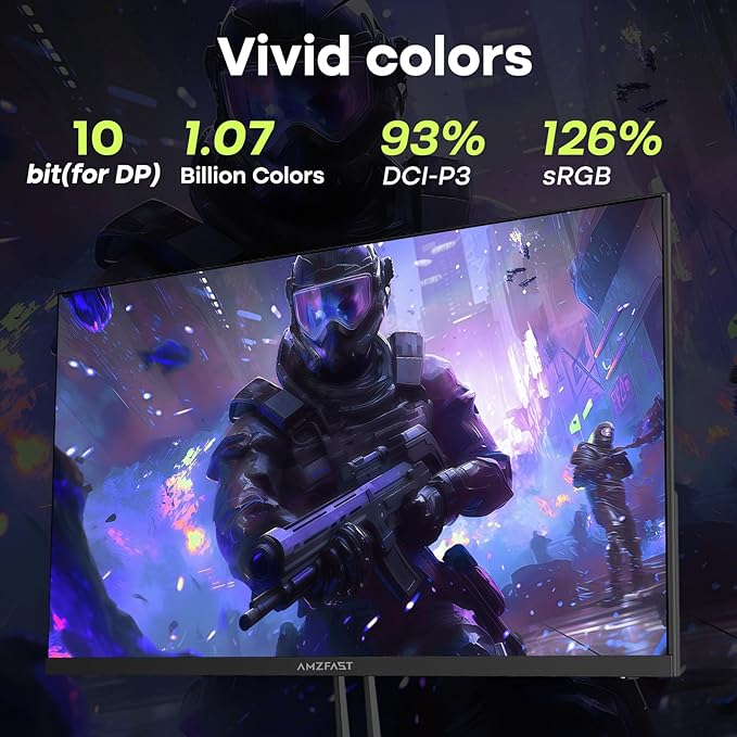 Amzfast 24.5 Inch FHD 280Hz/240Hz Gaming Monitor, 1ms Adaptive Sync, 10 Bit