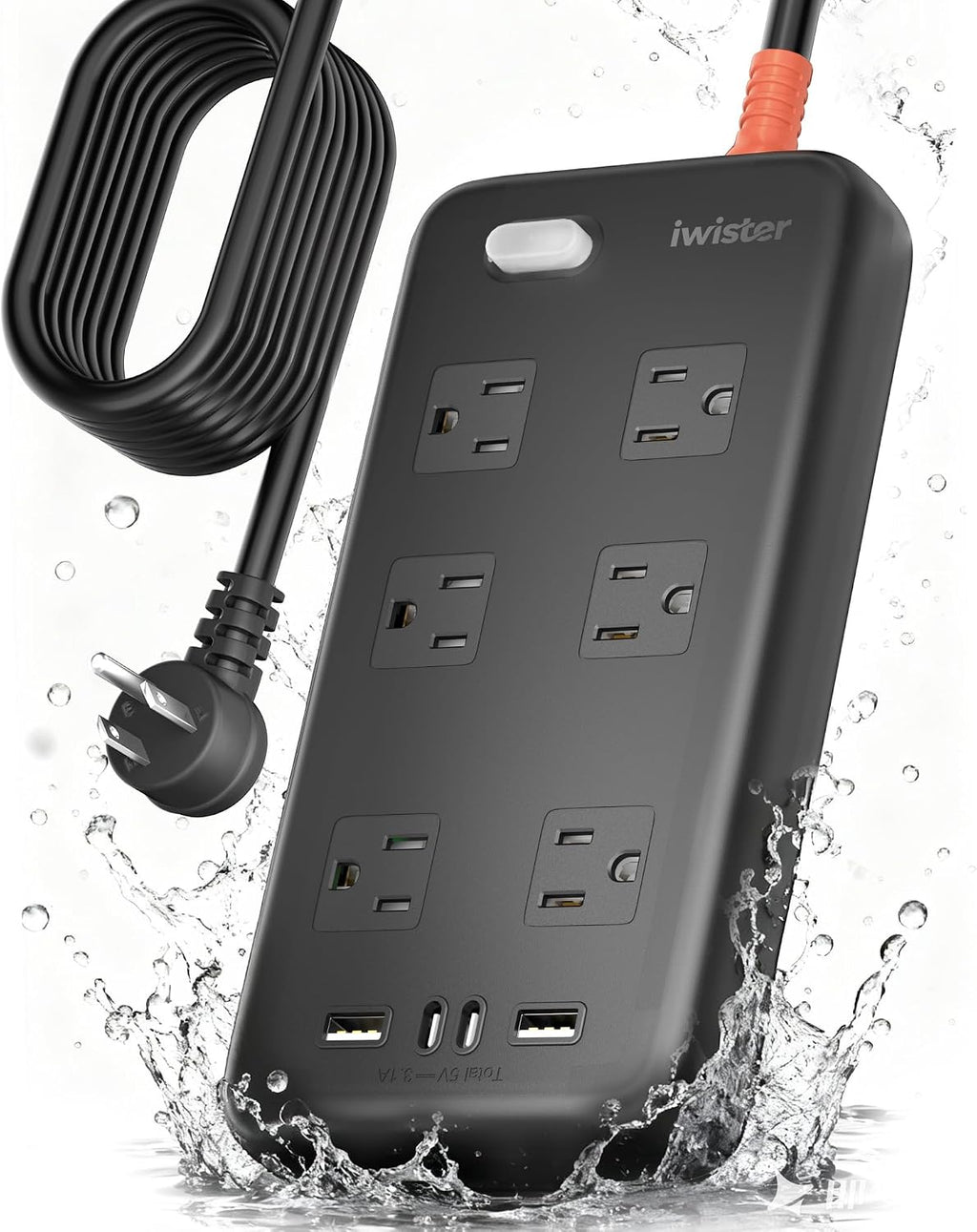 Iwister Outdoor Power Strip Weatherproof IPX6, Iwister 15 Ft Extension Cord