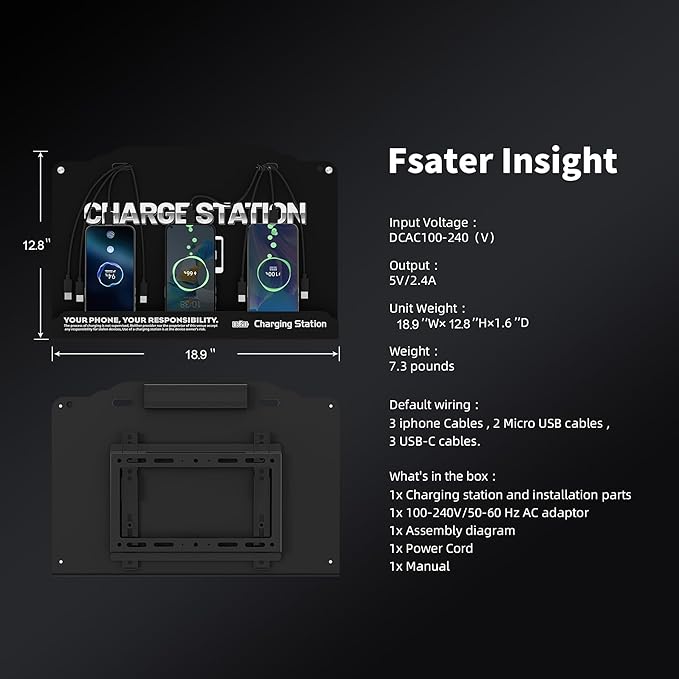 Wall Mounted 8 Port Charging Station