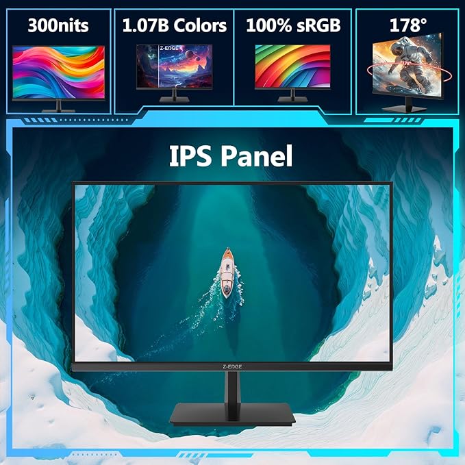 Z-Edge U27P4K 27-inch 4K Monitor IPS Ultra HD 3840x2160, 60Hz Refresh Rate
