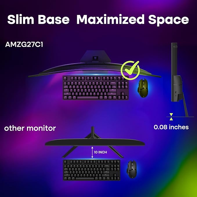 Amzfast 27 inch 200Hz Curved Gaming Monitor, FHD 1080P Computer Monitor