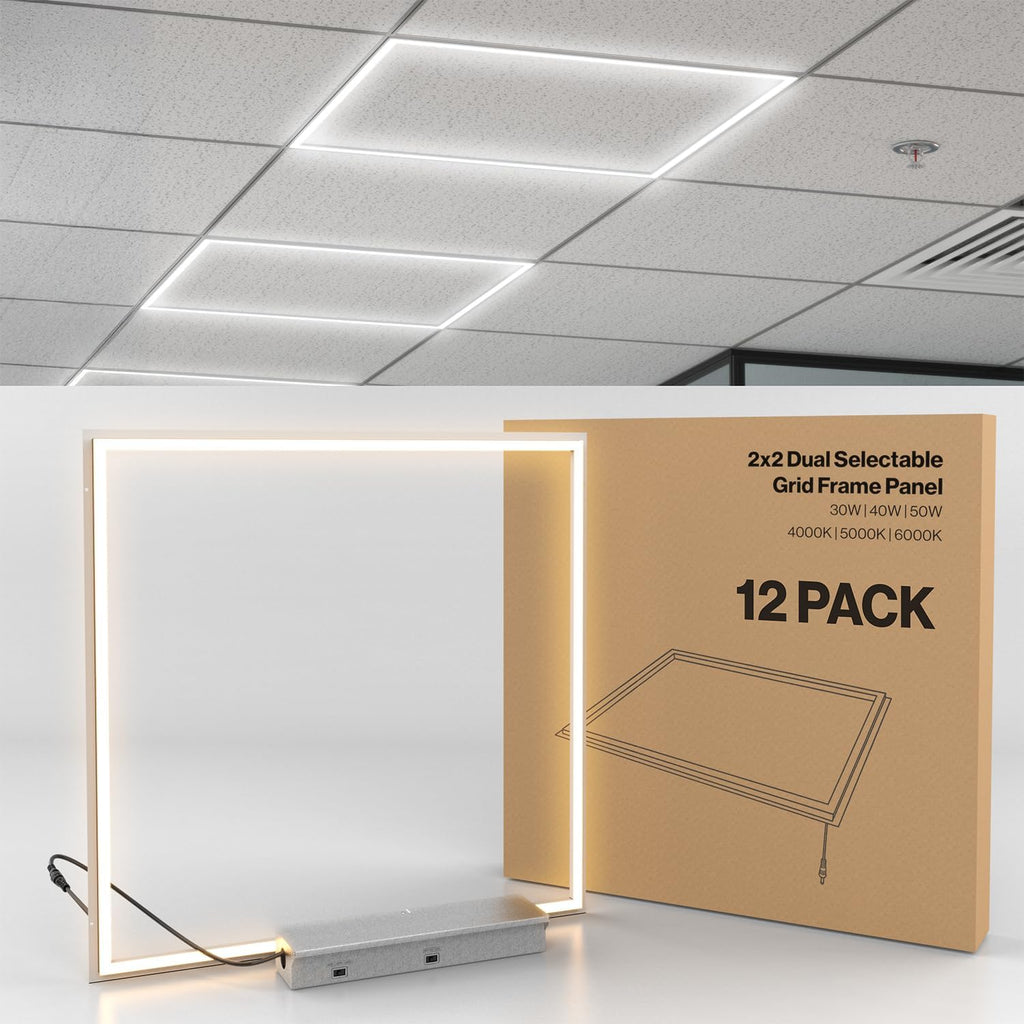 Sunco 12 Pack 2x2 Edge-Lit Frame LED Panel Lights, Drop Ceiling Flat Light
