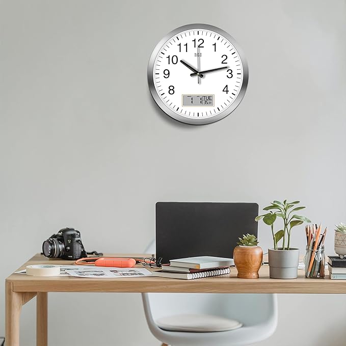 HITO 16 Inch Silent Wall Clock Battery Operated