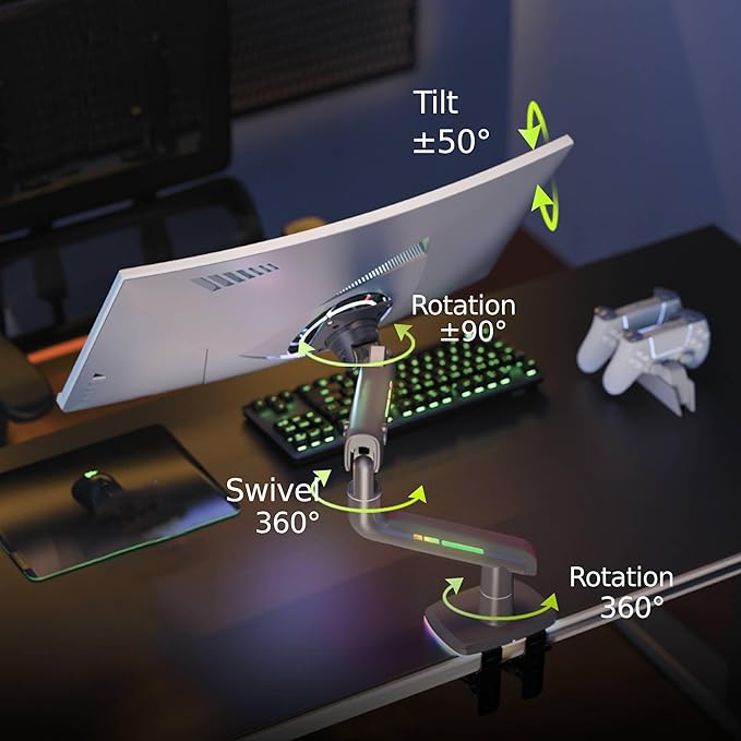 NB Gaming Monitor Arm for Screen up to 60 inches, Holds 44 lbs, VESA 75/100