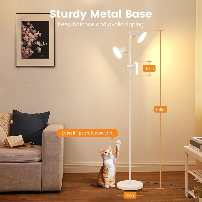 SIBRILLE 36W LED Tree Floor Lamp, Modern Dimmable Standing Lamp