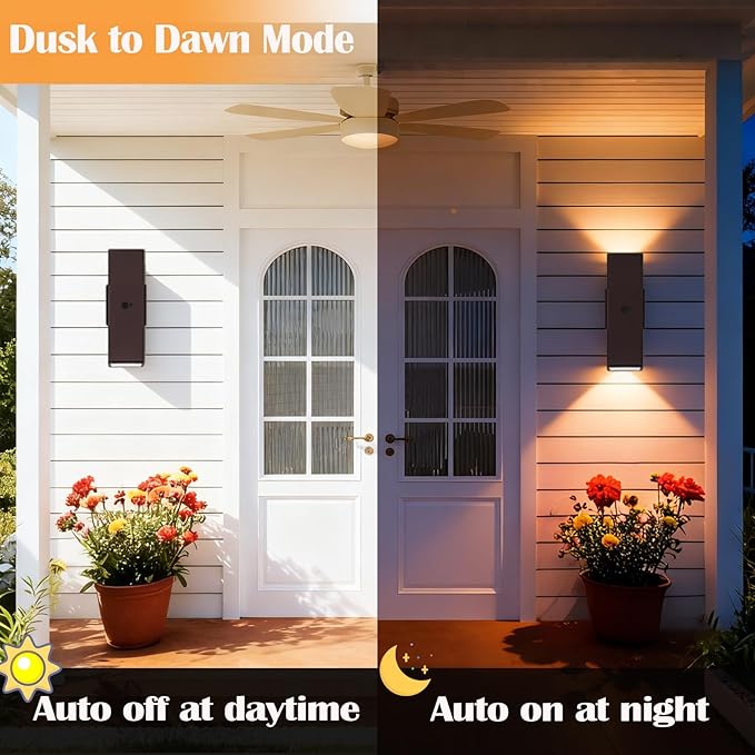 wowlite Motion Sensor Porch Light 2 Pack, Outdoor Lights