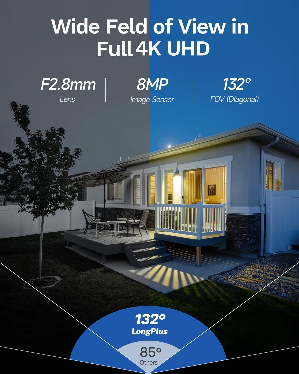 longplus 4k-uhd 8mp poe security camera, work with, close-up detail