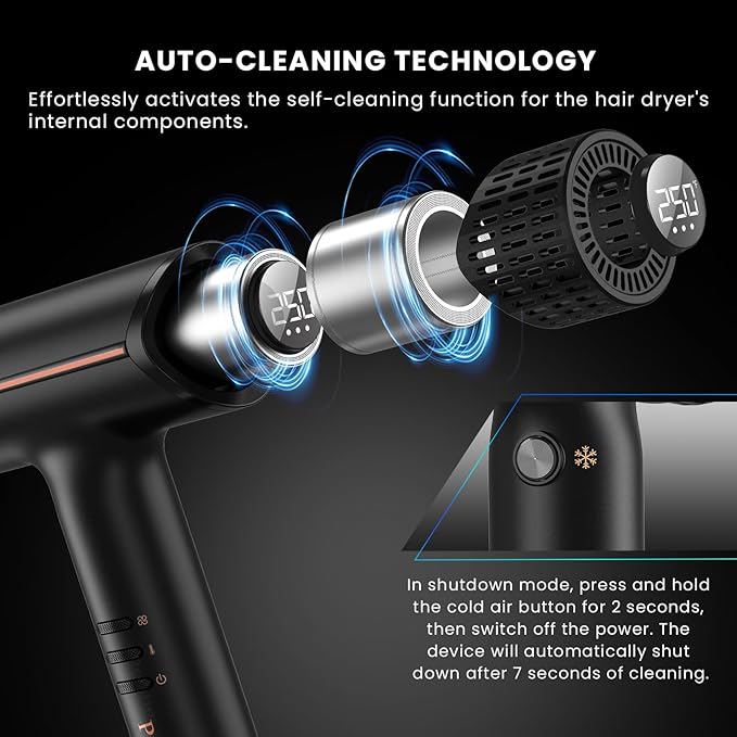 Prastiny Hair Dryer with Diffuser: Professional High Speed Quiet Ionic Blow