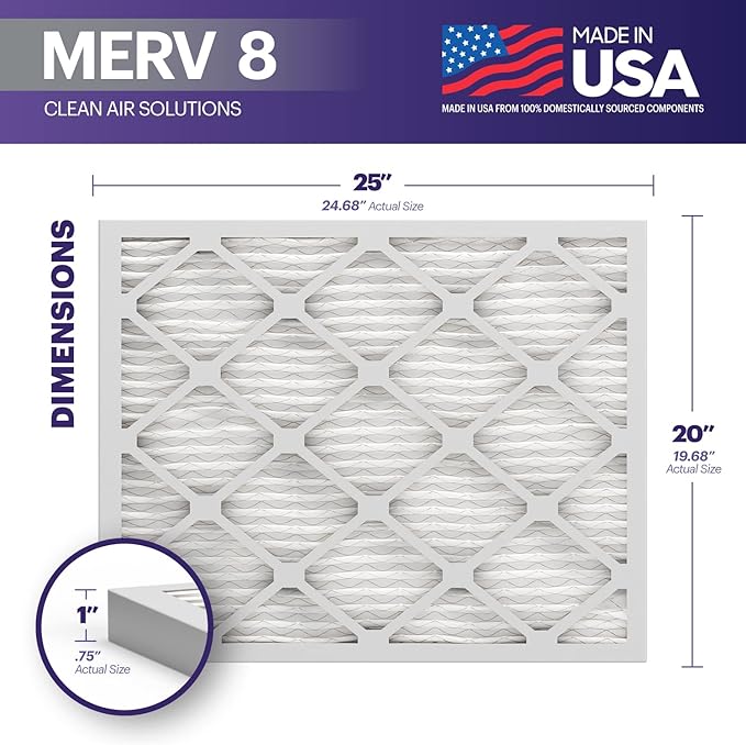 BNX TruFilter 20x25x1 Air Filter MERV 8 (6-Pack)