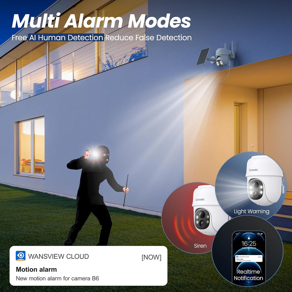 cinnado 2k outdoor cameras for home security solar, package contents