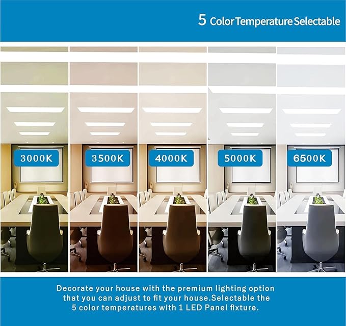 2x4 FT LED Light Flat Panel, Color Temperature Selectable 3K | 4K | 5K (6Pack)
