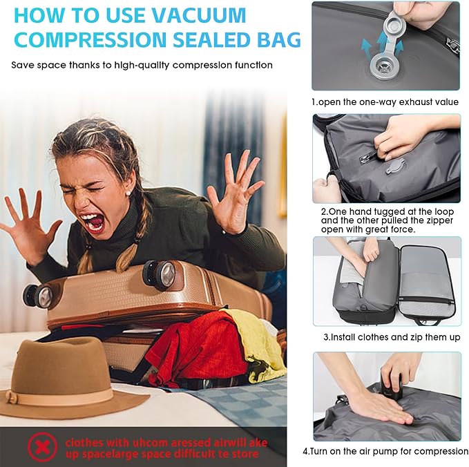 Vacuum Seal Travel Backpack, Expandable Vacpack Backpack