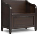 SIMPLIHOME Connaught 30" Wide Solid Wood Storage Bench in Chestnut Brown