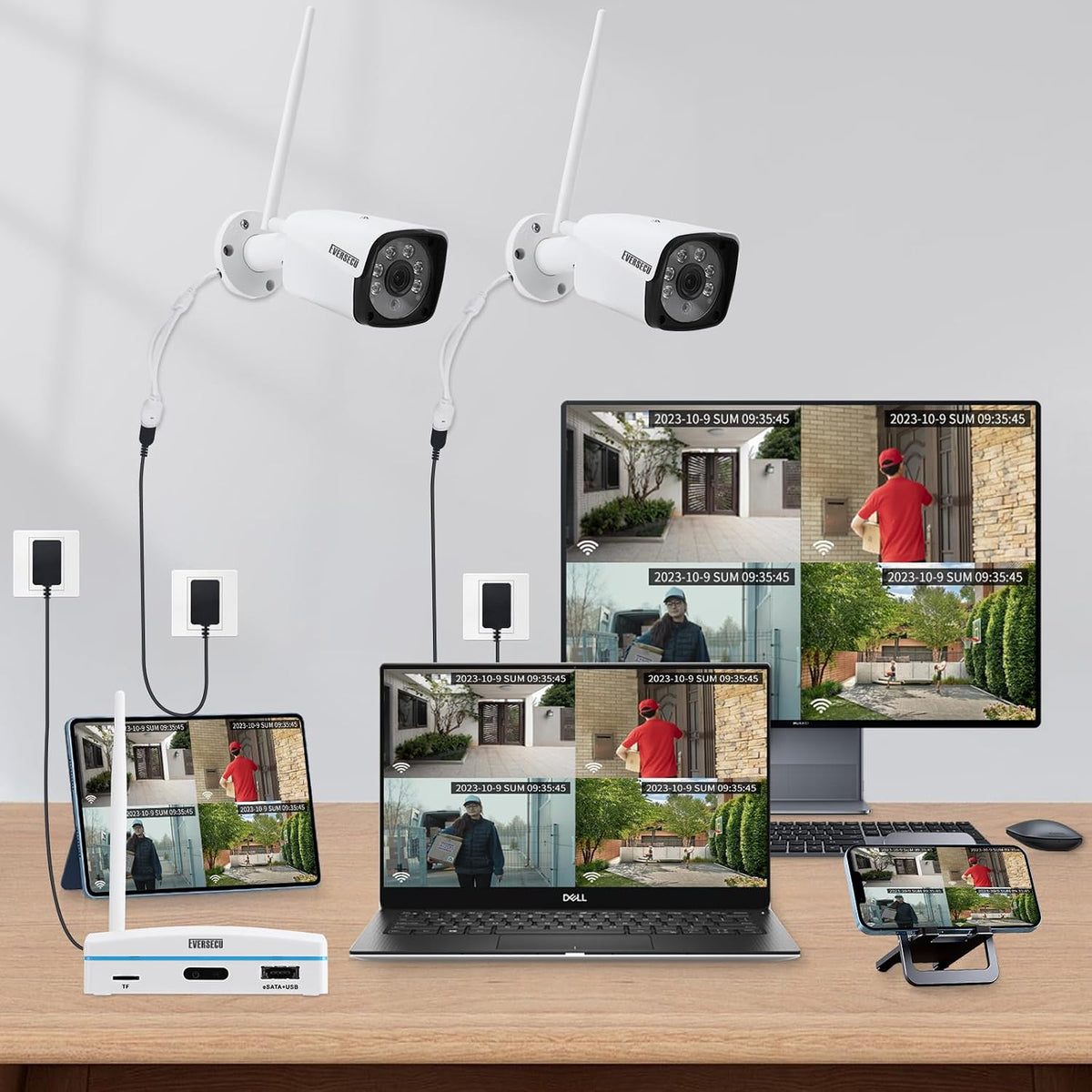 expandable 8ch mini nvr & security cameras system-2pcs, side view