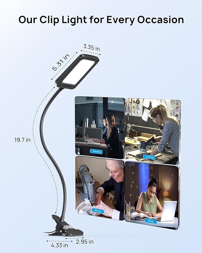 TROND LED Desk Lamp with Clamp, 1000LM Super Bright 3-Level Dimmable Desk Light