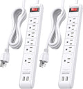 Cable Matters 2-Pack 6-Outlet Surge Protector Power Strip - 8ft