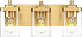 METWET Bathroom Light Fixtures Over Mirror, 3-Light Brushed Gold Vanity Light
