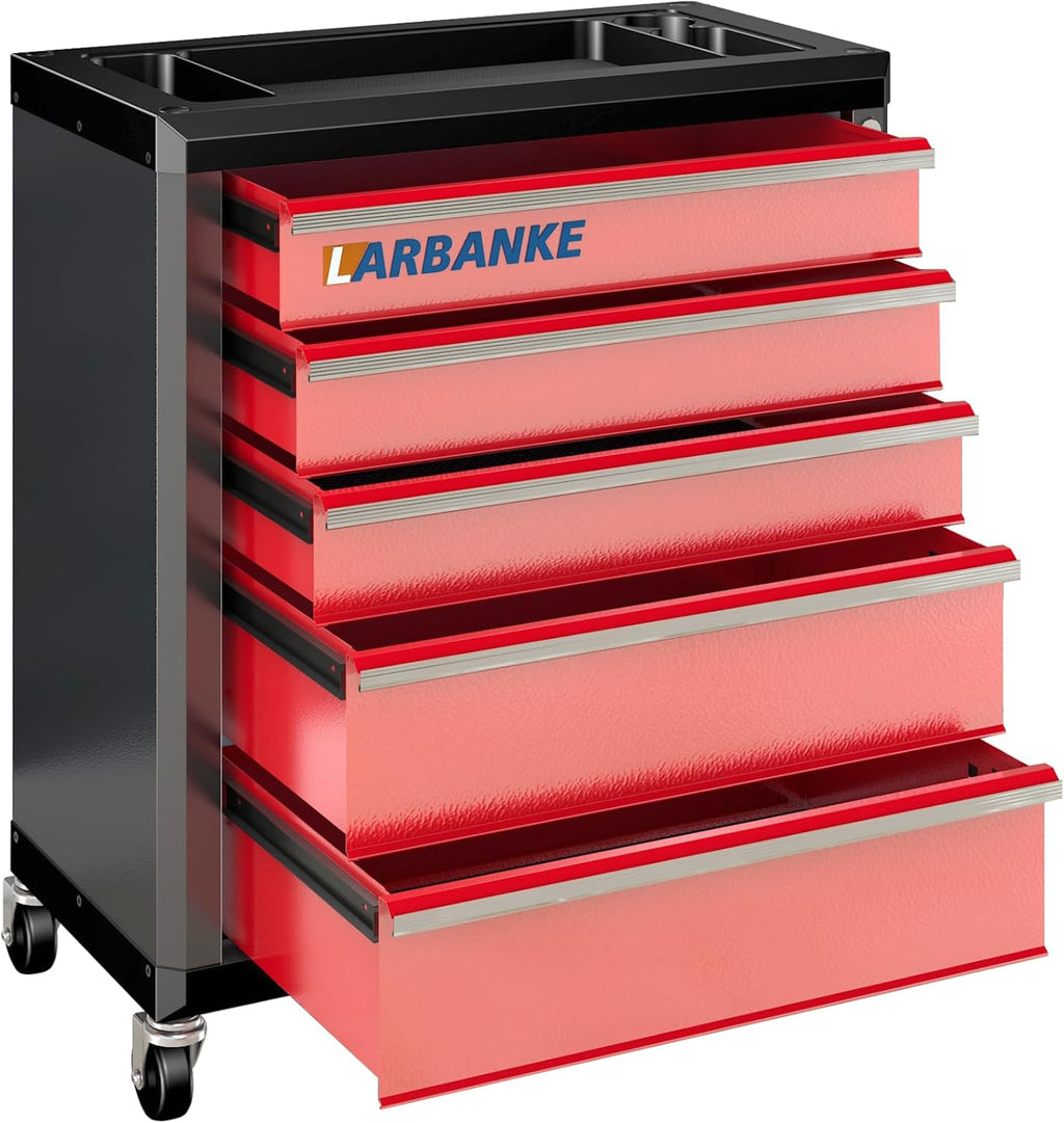 LARBANKE 5 Drawer Rolling Tool Chest with Wheels&Lock,24.6“W×13“D×25.4”H
