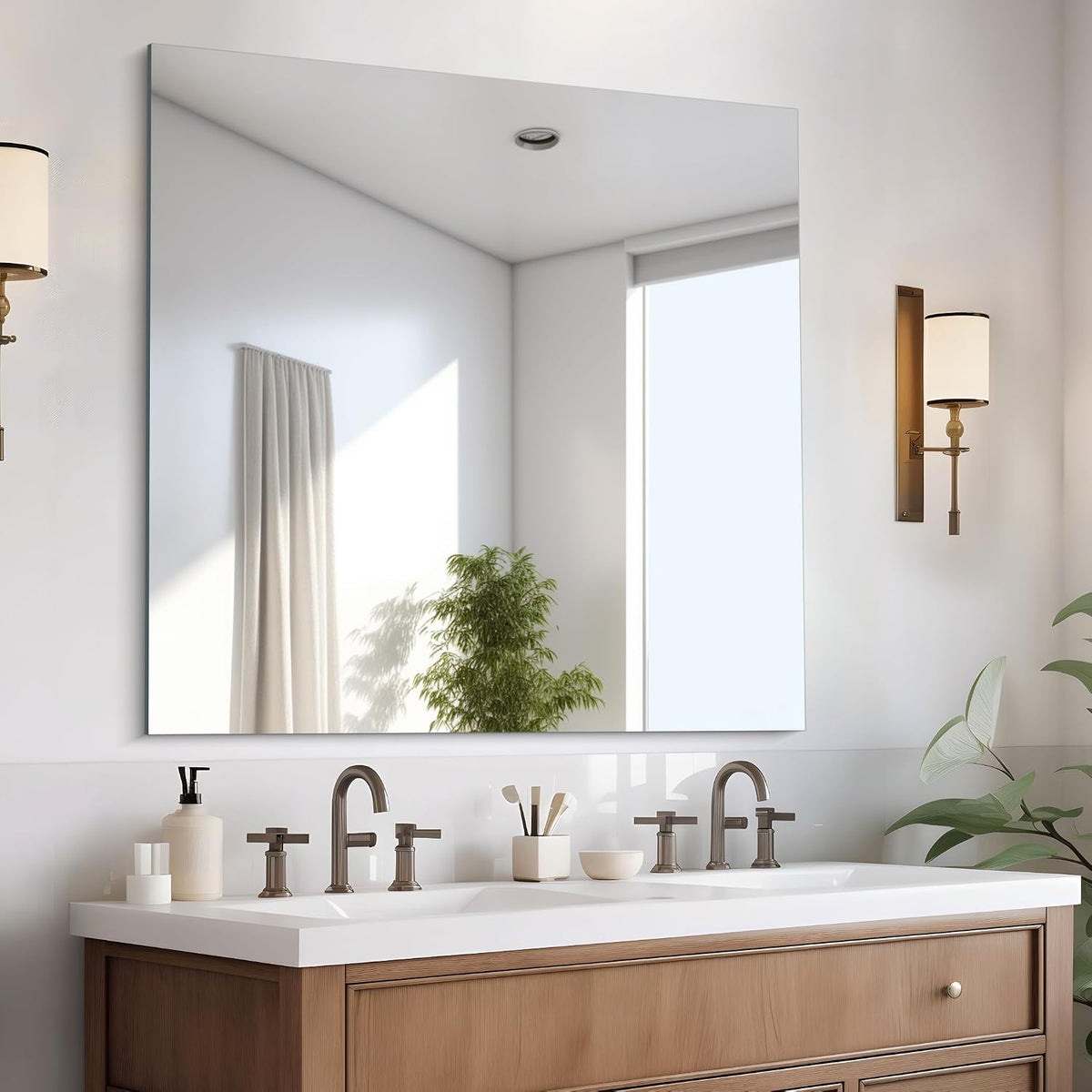 CILIBER Frameless Wall Mirror, 36x36 inch Square Bathroom Mirrors