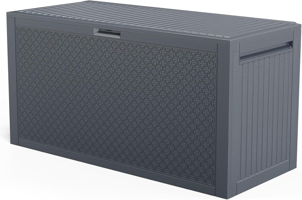 VINGLI 90 Gallon Lockable Durable Outdoor Storage Box, Grey