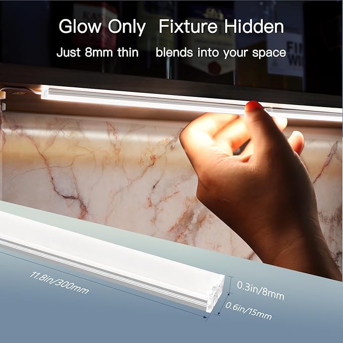 V4light Plug in Under Cabinet Lighting, 6 Pack 12 Inch Ultra-Slim LED Light Bars