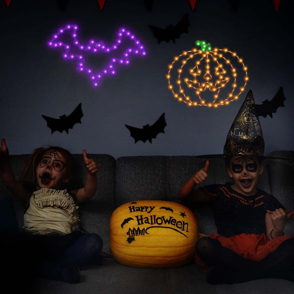Halloween Window Lights, 2 Pack LED Waterproof Timer Indoor Decor