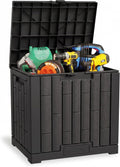 EAST OAK 31 Gallon Outdoor Storage Box, Waterproof Deck UV-Resistant Resin Bin for Patio Cushions, Garden Tools, Accessories & Package, Lockable Wind-Resistant Lid, Steel-Reinforced, Black