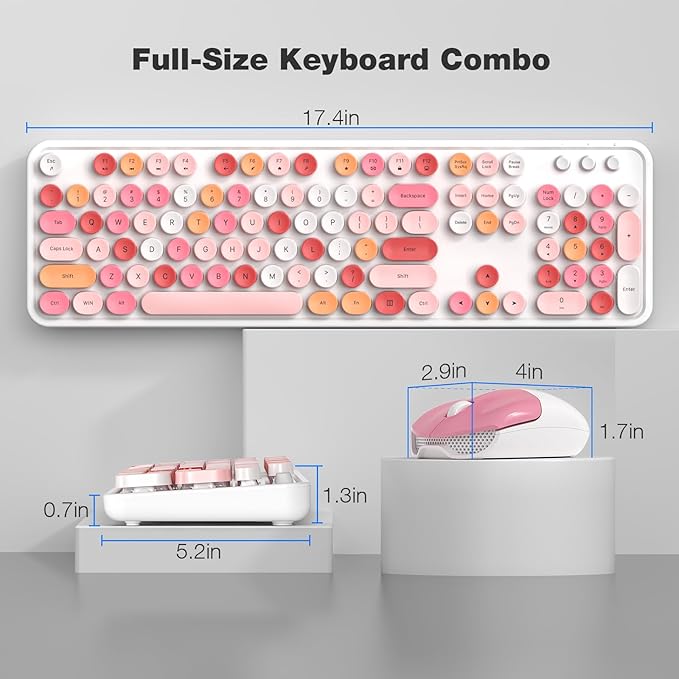 MOFII Wireless Keyboard and Mouse Combo, 2.4GHz Retro Full-Size Wireless