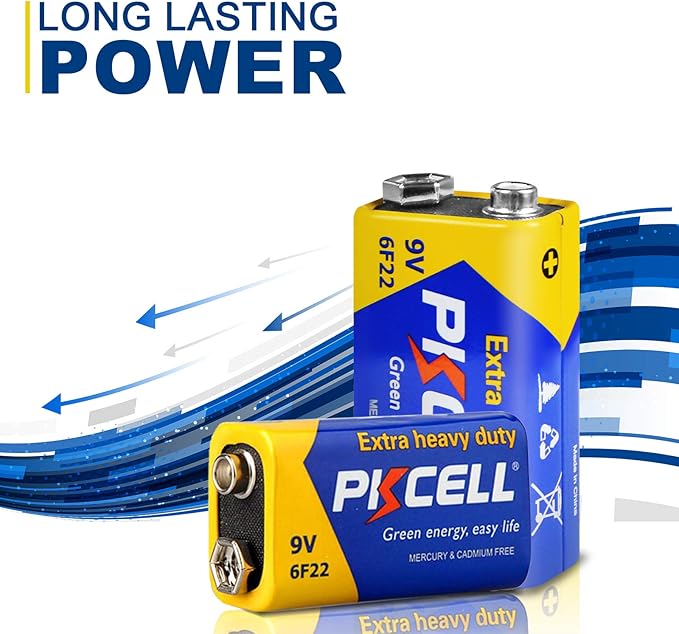PKCELL 9V Batteries, 100 Pack 9 Volt Batteries Carbon Zinc, 9V Battery