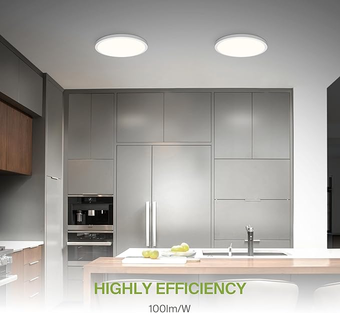 ASD LED 24" Round Flush Mount Ceiling Light Fixture, Low Profile Surface (4 Pack)