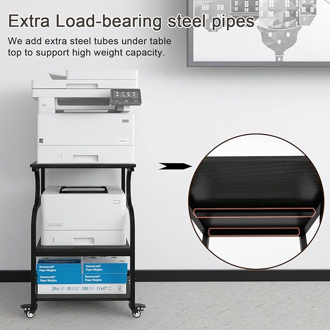 Natwind Large Printer Stand, 3 Tier Rolling Printer Cart