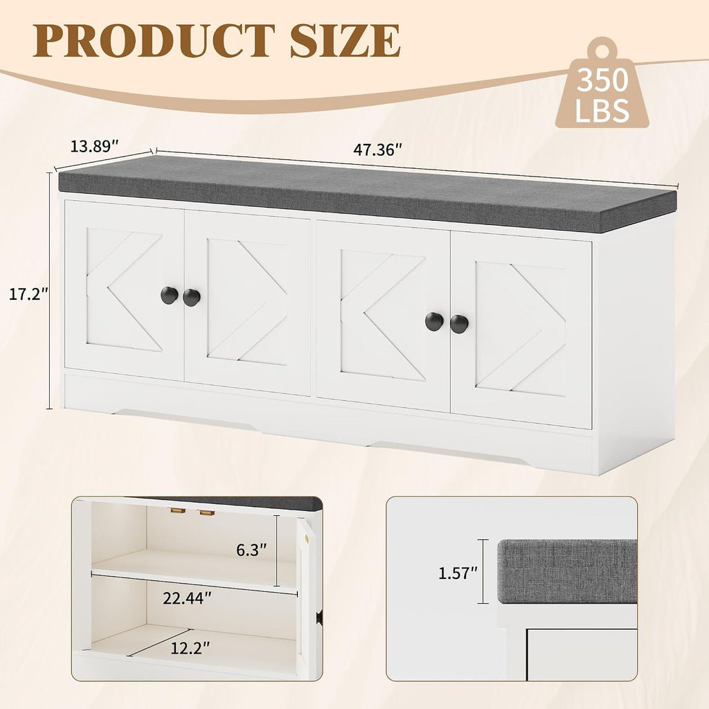 apicizon storage bench with seat cushion, 2 tier shown in use
