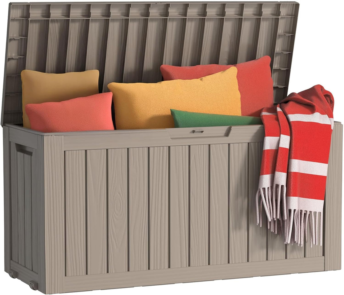 150 Gallon Large Resin Outdoor Storage Box Grey