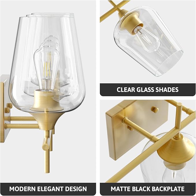 VONLUCE Bathroom Vanity Light, 3 Light Bathroom Light Fixture Over Mirror