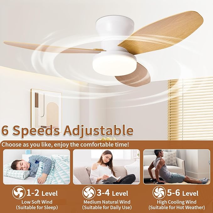 Glowall Small Ceiling Fan with Lights and Remote, 32 Inch Flush Mount, Small